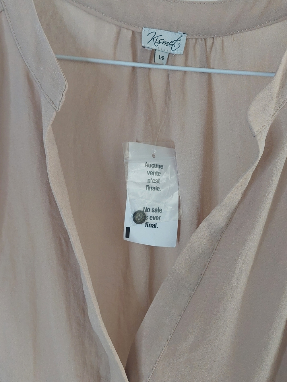 KISMET Tan Sleeveless V-Neck Drawstring Waist Tank Mini Dress, Size Large - Picture 3 of 7